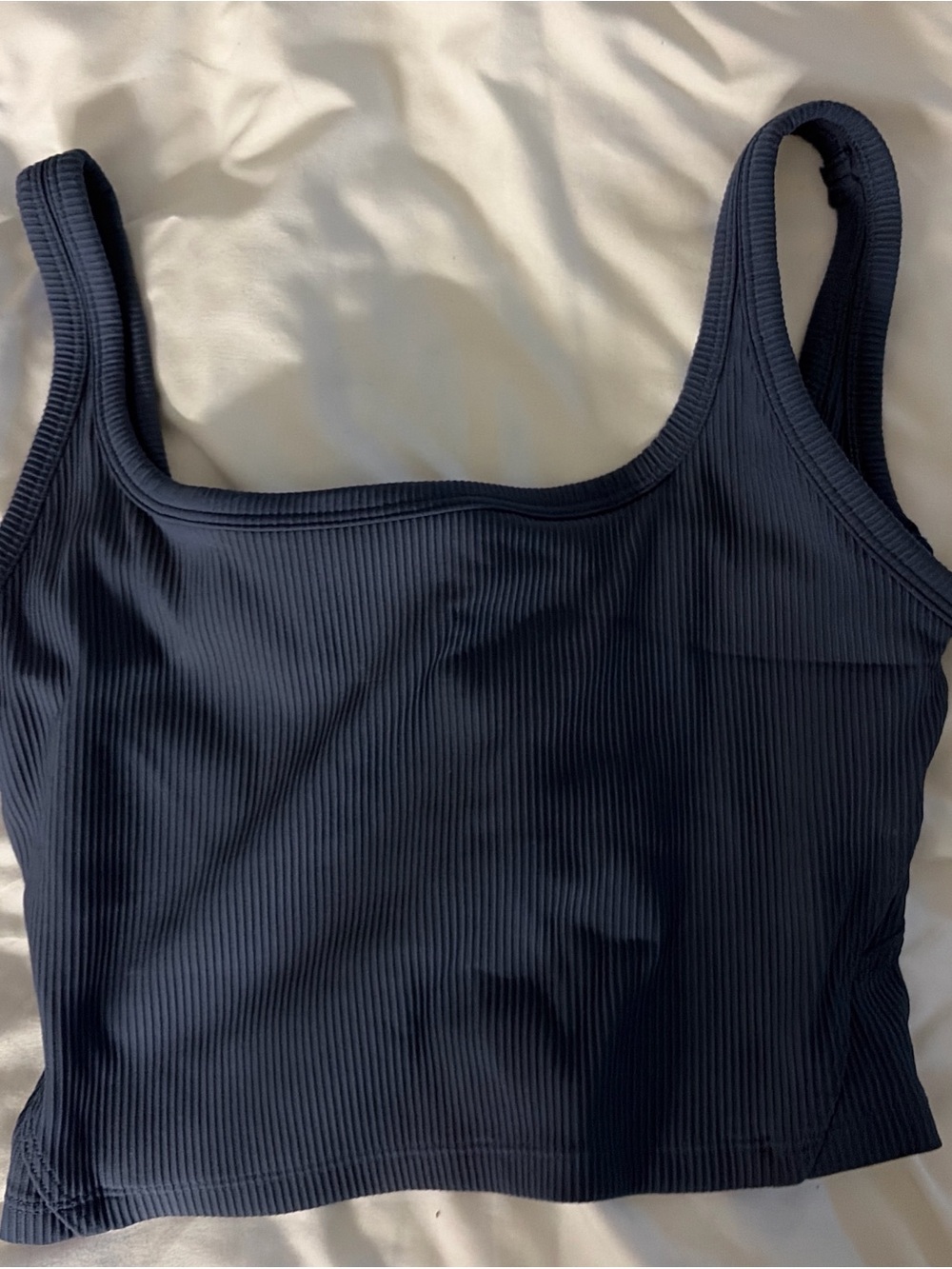 Ribbed Cropped Tank Top in Navy